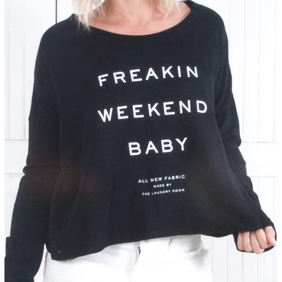 The Laundry Room Freakin Weekend Long Sleeve Tee Black - Picture 1 of 3